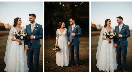 Wedding couple with bridesmaids and groomsmen on wedding day.の素材