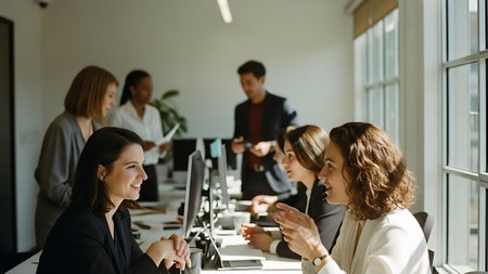 Group of business people working together in office. Teamwork concept.の素材