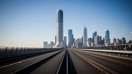 cityscape and skyline of shanghai from the bridge,China.の素材