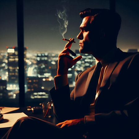 Dramatic mountain valley landscape featuring a winding river and moody sky.の素材