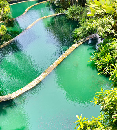 Cascade Turquoise Tiered Poolsの写真素材