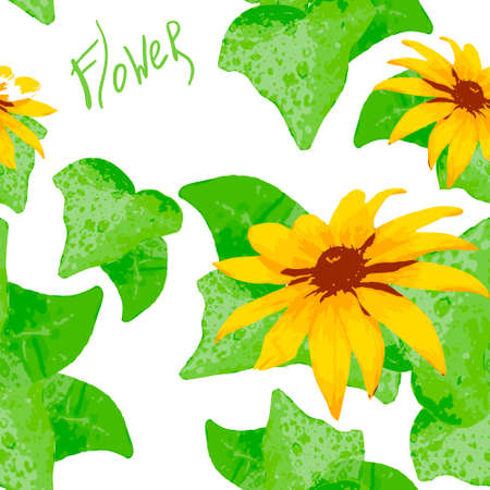 Vintage seamless abstract hand-drawn flowers pattern, background.   のイラスト素材