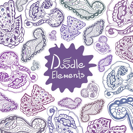 Vintage invitation doodle card. Template frame design for card.  のイラスト素材