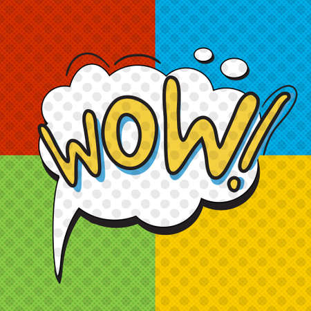 WoW poster in pop art style. Vector illustrationのイラスト素材