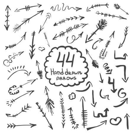 Big collection of hand drawn arrows and symbols. Set of vector illustration. illustration of highlighter elementsのイラスト素材
