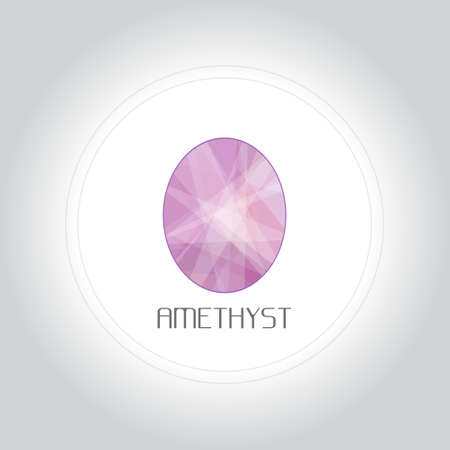 Amethyst gem logo in low lolygon style. Vector illustration for web, company logo and brand design.のイラスト素材