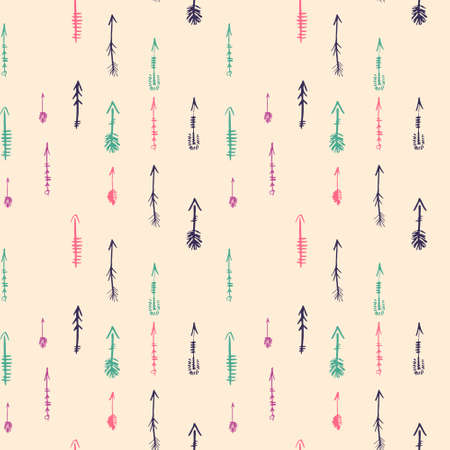 Seamless pattern with hand drawn colored arrows. Vector arrows pattern for web, mobile and print.のイラスト素材