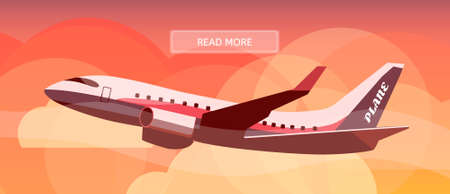 Logistic routes airplane banner. Logistics plane banner for industry, web and print. Flat style vector illustration of an aircraft.のイラスト素材