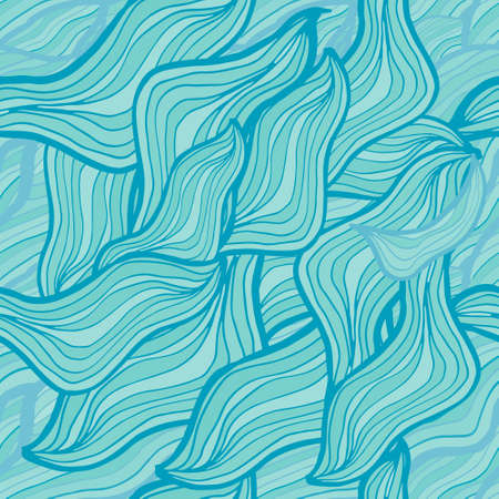 Color of the sea vector seamless abstract hand-drawn pattern. Waves pattern. Hand drawn seamless vector illustration for web, textile and print.のイラスト素材