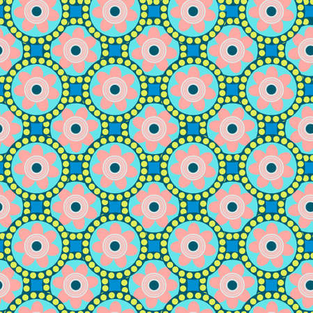 Tribal texture geometric seamless pattern. Vector illustration with flower shapes. Geometric pattern design for web, mobile, print and textile.のイラスト素材