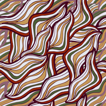 Multicolored vector seamless abstract hand-drawn pattern. Waves pattern. Hand drawn seamless vector illustration for web, textile and print.のイラスト素材