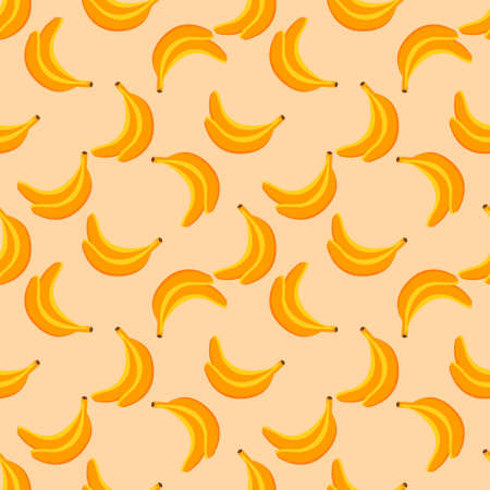Seamless pattern with yellow bananas in pop art style. Vector seamless pattern banana pop art. Yellow background with elements of exotic fruit.のイラスト素材