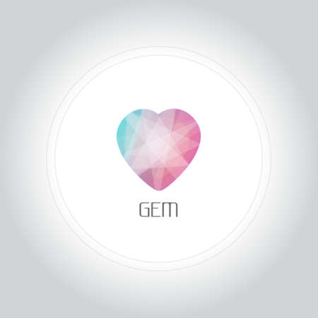 Hearth shape gem logo in low lolygon style. Vector illustration for web, company logo and brand design.のイラスト素材