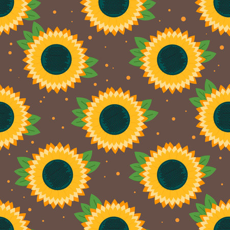 Sunflower seamless  pattern. Vector background for autumn harvest time. Pattern for textile, packaging, wallpaper and wrapping.のイラスト素材