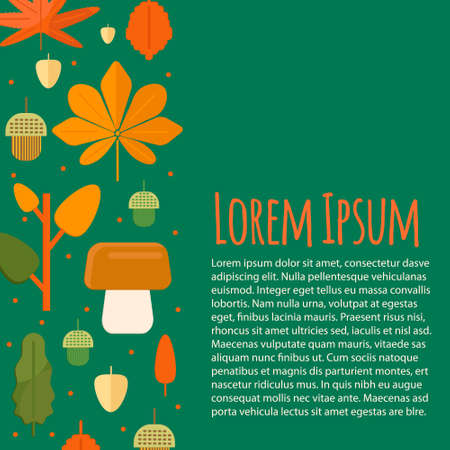 Autumn letterhead template in flat style. Vector business template with fall leaves. Autumn foliage concept.のイラスト素材