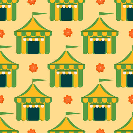 Beer tent background for festivals, restaurants, menu and bars. Vector illustration in flat style. Vector seamless pattern.のイラスト素材
