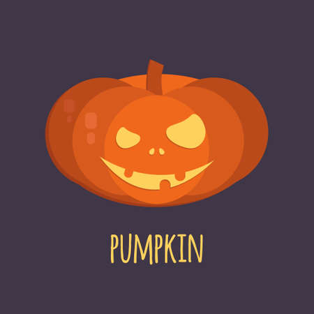 Orange halloween pumpkin smiling. Vector illustration isolated on white background.のイラスト素材