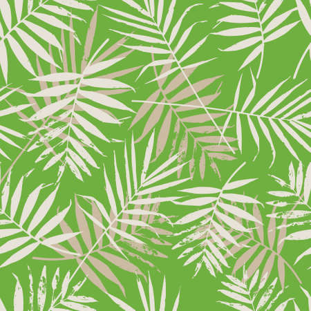 Greenery palm leaves seamless pattern. Color of the year 2017 background. Greenery trendy background.のイラスト素材