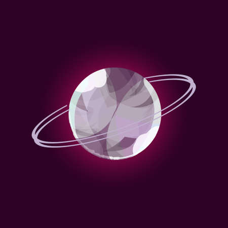 Fantasy planet logo. Flat style vector illustration for games and apps. Grey glass planet on black background.のイラスト素材