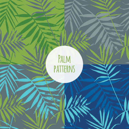 Set of seamless exotic background with leaves.のイラスト素材