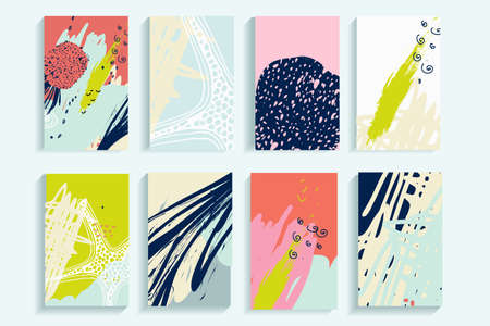 Universal abstract posters set. Creative abstract pineapple concept cards. Trendy creative abstract cards for wedding, anniversary, birthday, Valentin's day, party invitations, web, print.のイラスト素材