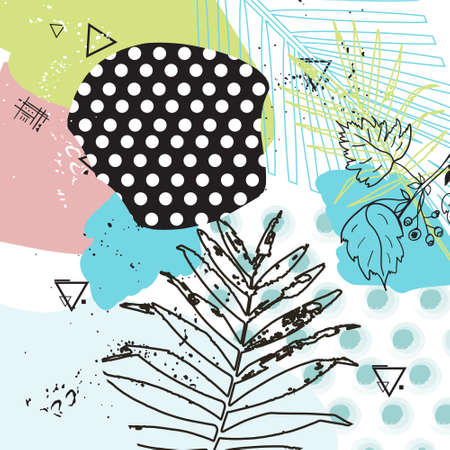 Universal tropical background. Hand Drawn textures of palm leaves. Tropical vector illustration. Floral pattern design.のイラスト素材