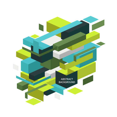 Abstract colorful geometric isometric background. Minimalistic design, creative concept. Modern style abstraction with composition made of various cube shapes in color.のイラスト素材