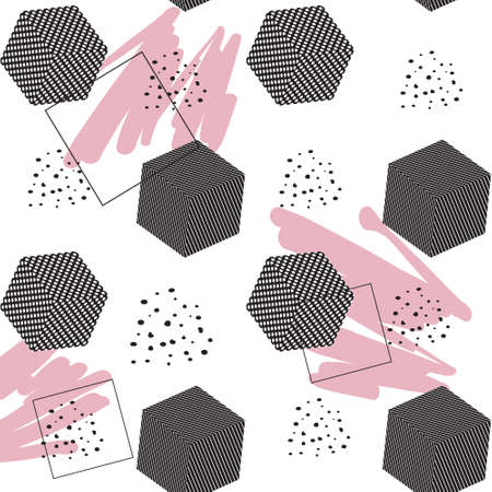 Trendy vector background. Retro style texture, pattern and geometric elements. Modern abstract design backdrop.のイラスト素材