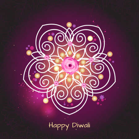 Violet color design for Diwali festival with rangoli.のイラスト素材