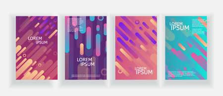 Covers with Flat Dynamic Design. Geometric Pattern flyers set. Minimal style geometric background.のイラスト素材