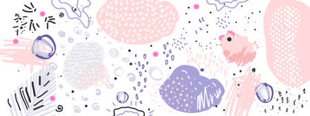 Trendy universal artistic floral background. Hand Drawn textures. Creative Graphic Design for banner, poster, card, cover, invitation, placard, brochure or header.のイラスト素材