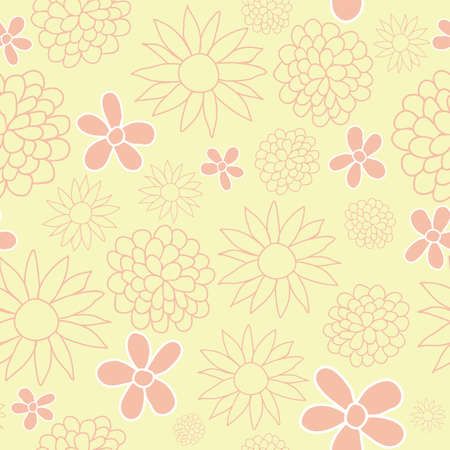 Vector Yellow Flowers Garden Tea Party Background Pattern Design. Perfect for fabric, wallpaper, stationery and scrapbooking projectsのイラスト素材
