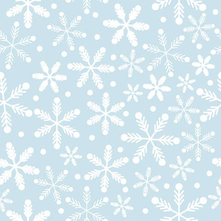Vector Sky Blue and white snowflakes winter wonderland Background Pattern Design. Perfect for fabric, wallpaper, stationery and scrapbooking projectsのイラスト素材