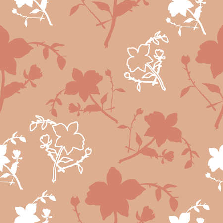 Peach and white florals background pattern design. Perfect for fabric, wallpaper, stationery and scrapbooking projectsの写真素材