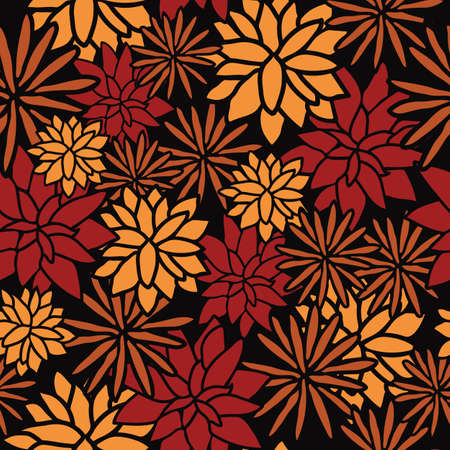 Vector autumn flowers seamless pattern print background. Perfect for fabric, wallpaper, scrapbooking and stationery projects.の写真素材
