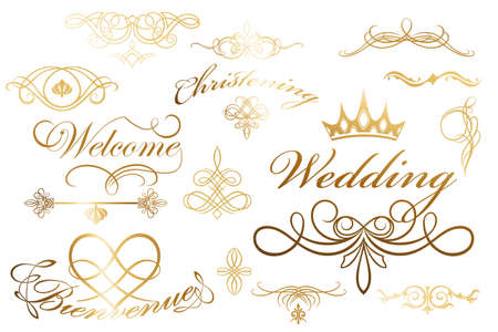 Calligraphic design elements and decoration - useful elements to embellish layoutsのイラスト素材