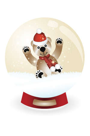  Snowglobe with teddy having fun in snowのイラスト素材