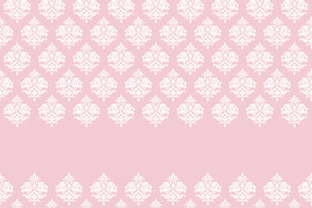 Pink card template for wedding or anniversary with pattern and room for textのイラスト素材