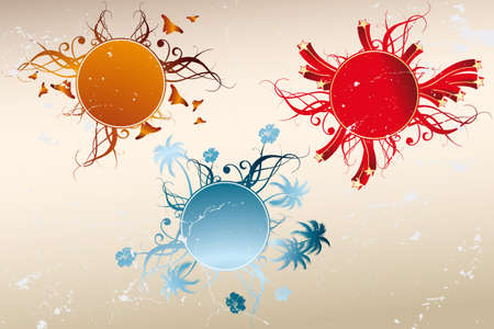 Abstract vintage labels with fantasy design elements in retro lookのイラスト素材