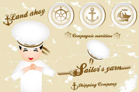 Vintage nautical design elements and sailorのイラスト素材