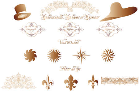 callicraphic French design elements isolated on white -  illustrationのイラスト素材