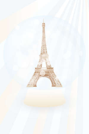 Art poster of retro snow globe with Eiffel towerのイラスト素材