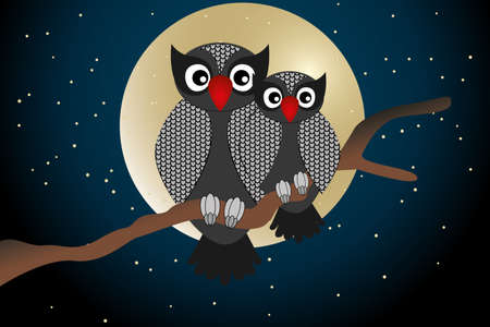 You and me card with cartoon owlsのイラスト素材