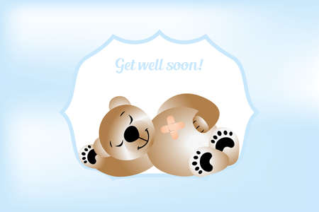 Get will soon card with bear - vector illustrationのイラスト素材