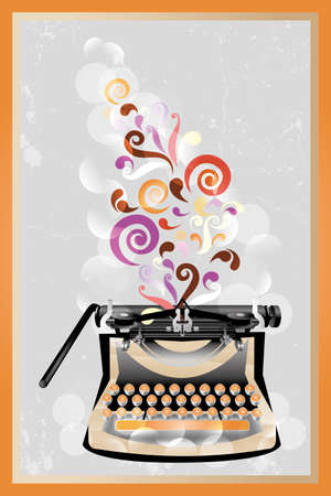 Colorful retro typewriter poster - available as jpg and eps-fileのイラスト素材