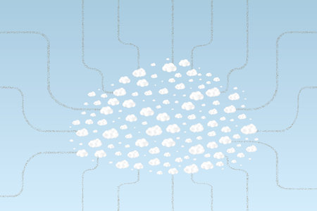 Symbolic Big Cloud made by various clouds - connected infrastructure - illustration