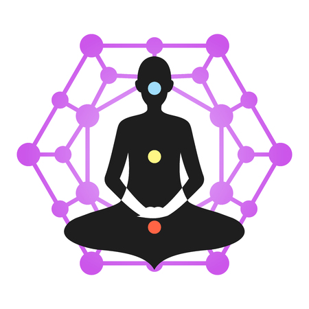 Yoga Meditation Violet Chakra Auraのイラスト素材