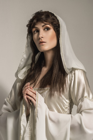 Beautiful Girl in medieval beautiful dressの写真素材