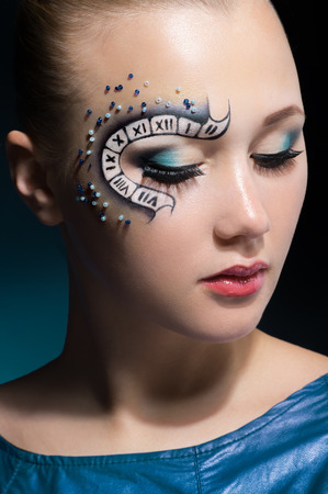 Female face with Christmas Girl makeupの写真素材