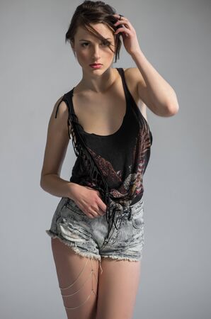 Fashion model in studioの写真素材